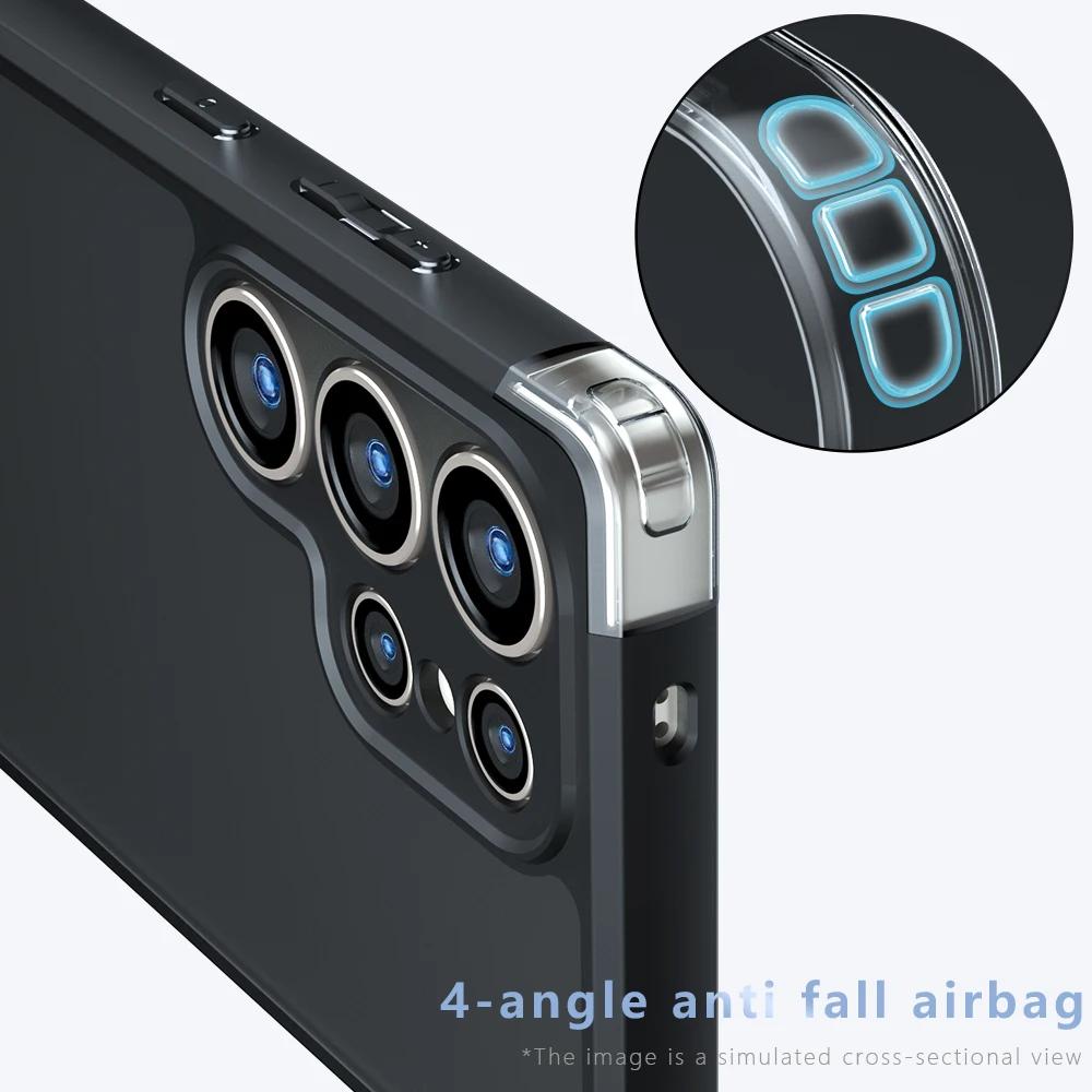 Armor Matte Frosted Clear Case For Samsung Galaxy S25 S24 S23 S22 S21 Ultra Plus S24FE S23FE Lens Protection Shockproof Cover
