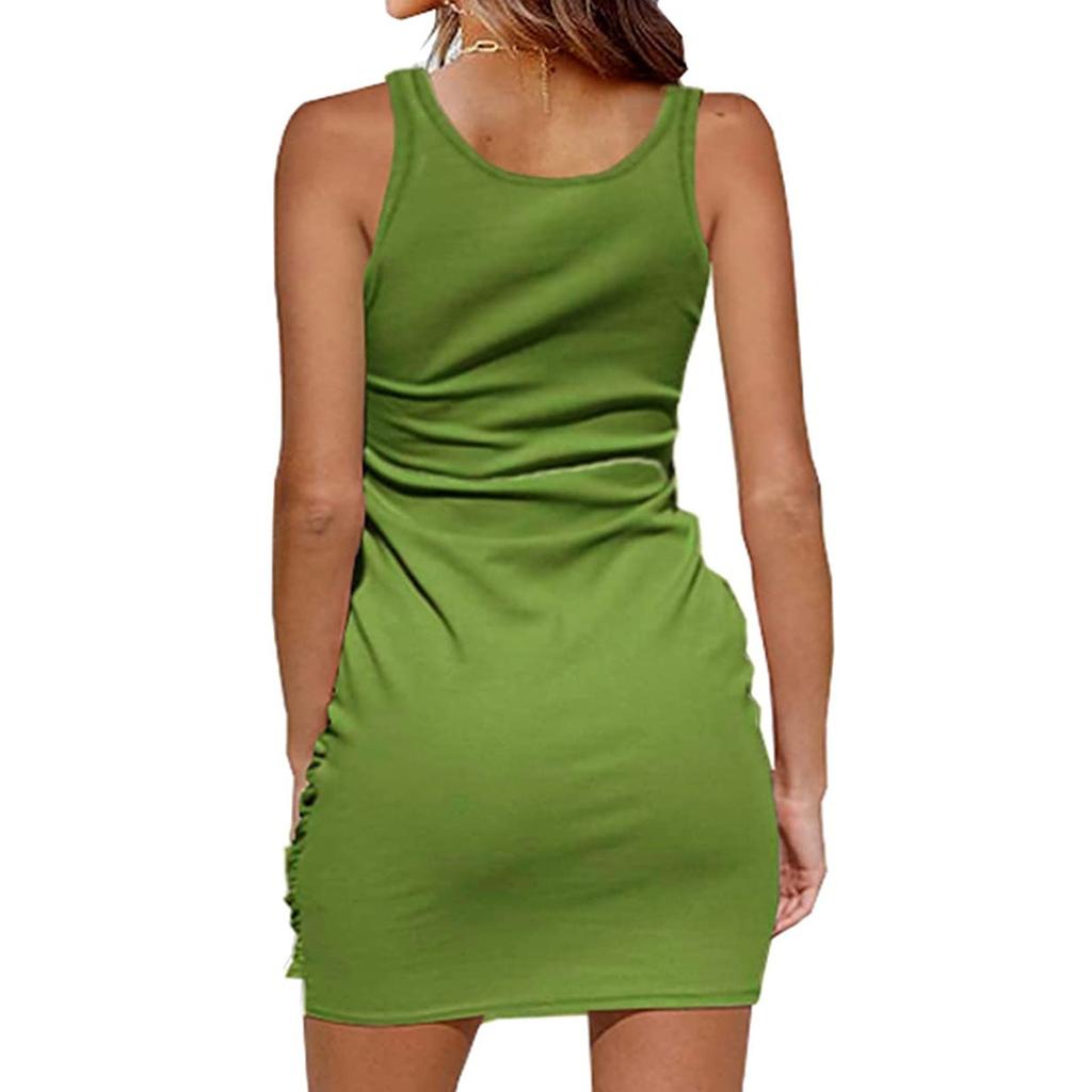 Mode Damen Sexy Bandage Geripptes Tankkleid Slim Fit Ärmellose Kleider