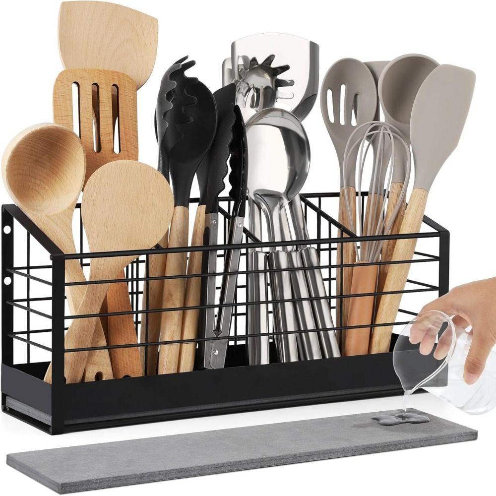 Large Capacity Cooking Utensil Holder Quick Drying Countertop Utensil Stand  Kitchen
