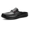 Fashion New Breathable Dress Shoes Genuine Leather Mens Slip on Shoes Fashion Men Half Loafers Slides Breathable Mules for Man Flats