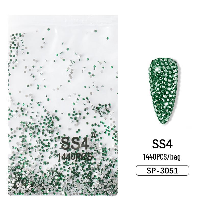 

1440 штук Невыцветающие АБ стразы Темно-зеленые Круглые Стеклянные Украшения для Нейл-арта с Серебристой Основой
