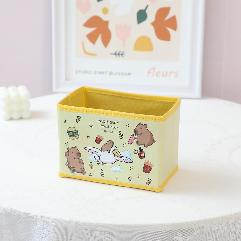 Capybara Adorable Desktop Box With Foldable Design For Stationery And Cosmetics