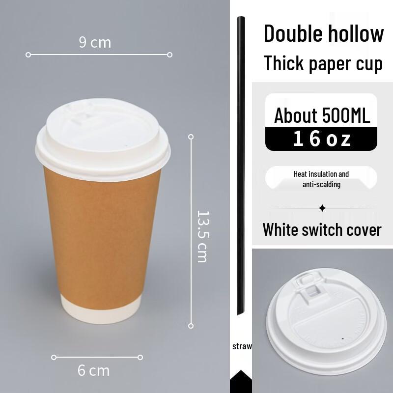 Handun Disposable Coffee Cups with Lids and Straws