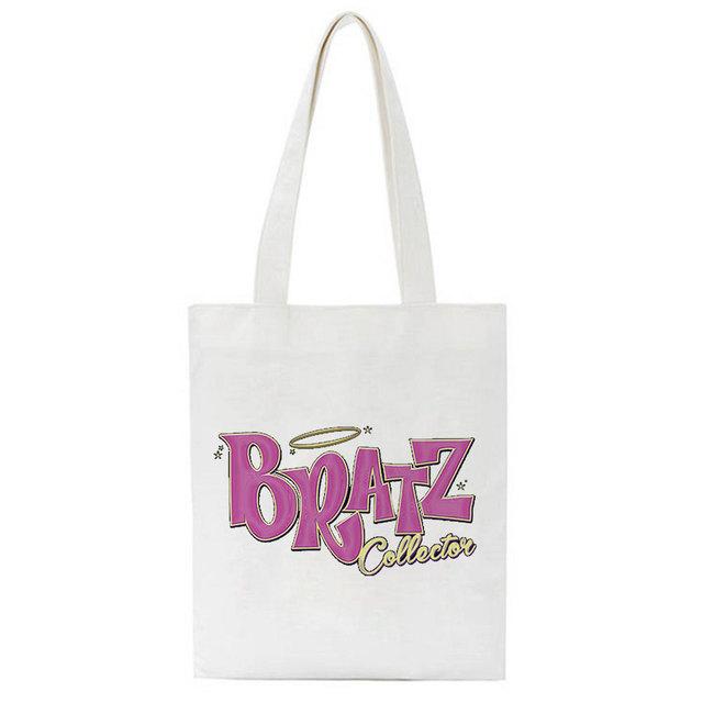 Bratz Harajuku письмо женская парусиновая сумка для покупок повседневная женская сумка большой вместимости с героями мультфильмов Harajuku Kpop Kawaii Y2k сумки на плечо 24*26cm