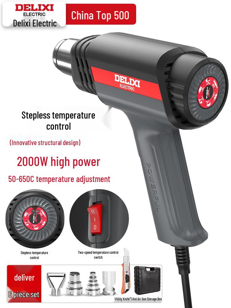 Delixi Digital High-Temp Hot Air Gun - Industrial Grade Blower for Grout, Sealing, and Baking.