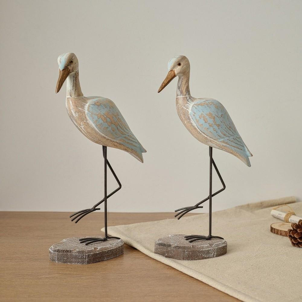 Vintage Sea Bird Figurine Handcrafted Nautical Statue Long-legged Bird Ornament  Office Desktop