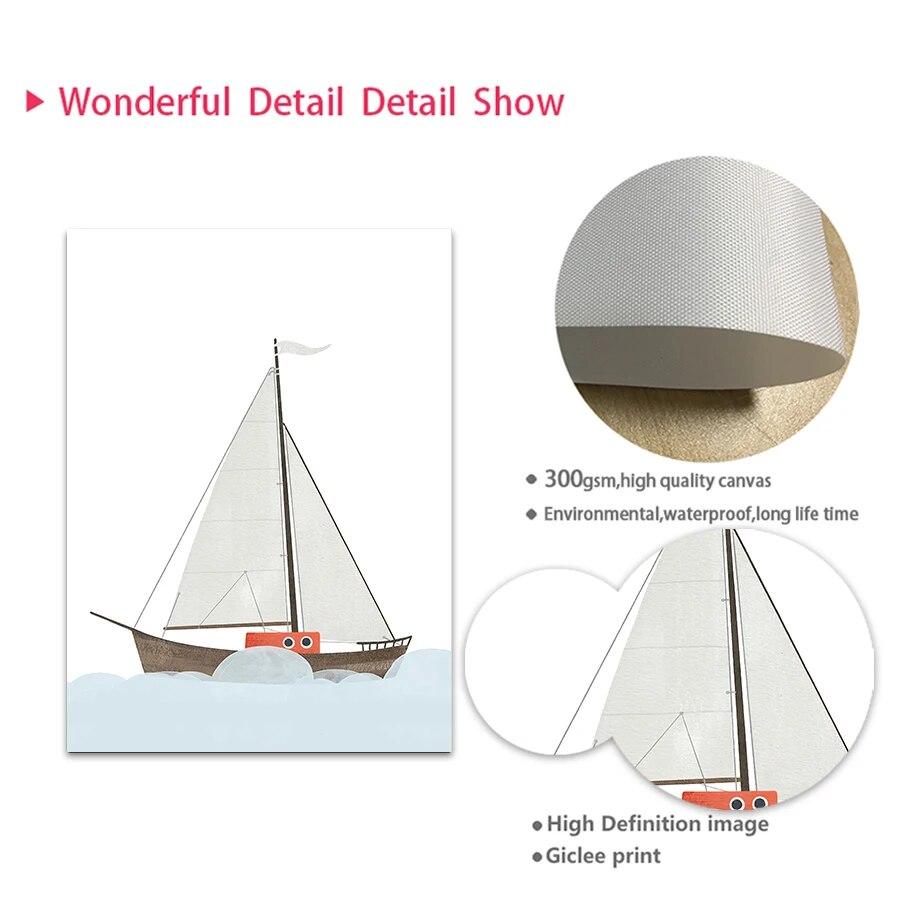 Velero, faro, ballena, concha de gaviota, buzo, cuadro sobre lienzo para pared, carteles nórdicos e impresiones, imágenes de pared, decoración para habitación de niños