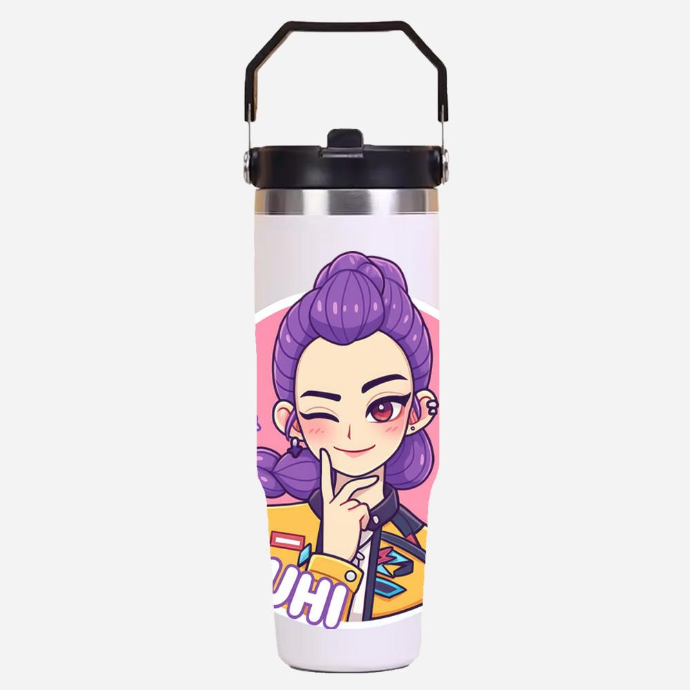 

30Oz Cartoon K-Pop Demon Hunters Stainless Steel Vacuum Cup Hot Cold 6-12 Hours Retention Eco Friendly Bpa Free Largeautomotive Holder Flask Kid Gift