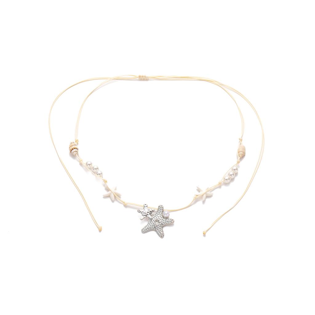 Fashion Dopamine Pearl Starfish Pendant Beaded Necklace Seaside Vacation Style Temperament Exquisite Atmosphere Collarbone Chain