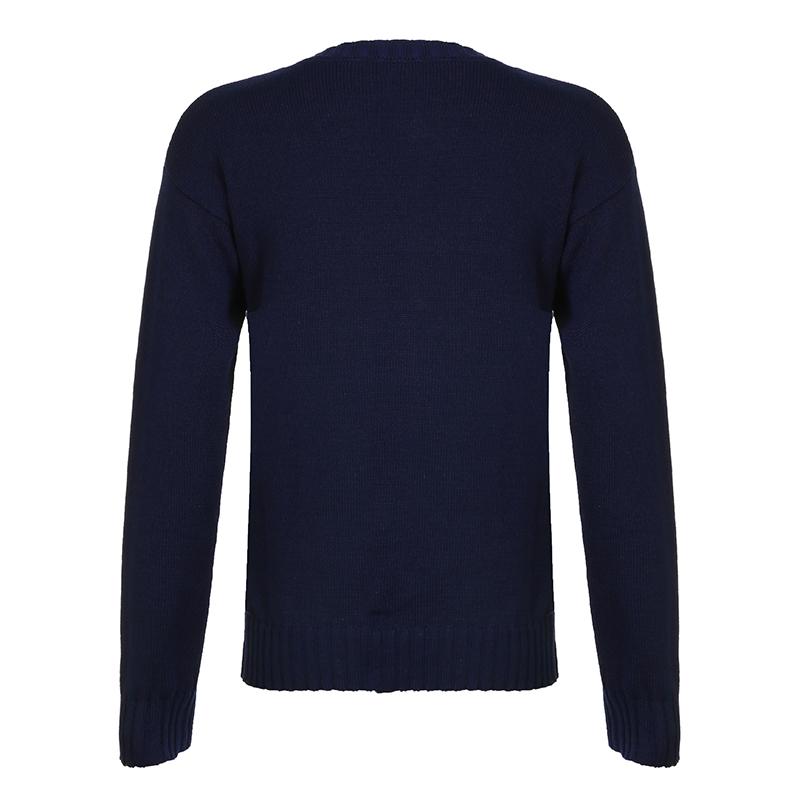 Rapcopter Y2k Flag Print Swetry Luźne O Neck Długie Rękawy Swetry Jesień Zima Harajuku Casual Swetry Swetry Vintage Lata 90