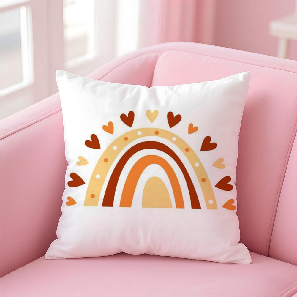 Rainbow Print Cushion Cover Linen Pillowcase Cover Soft Decor for Sofa Home Room