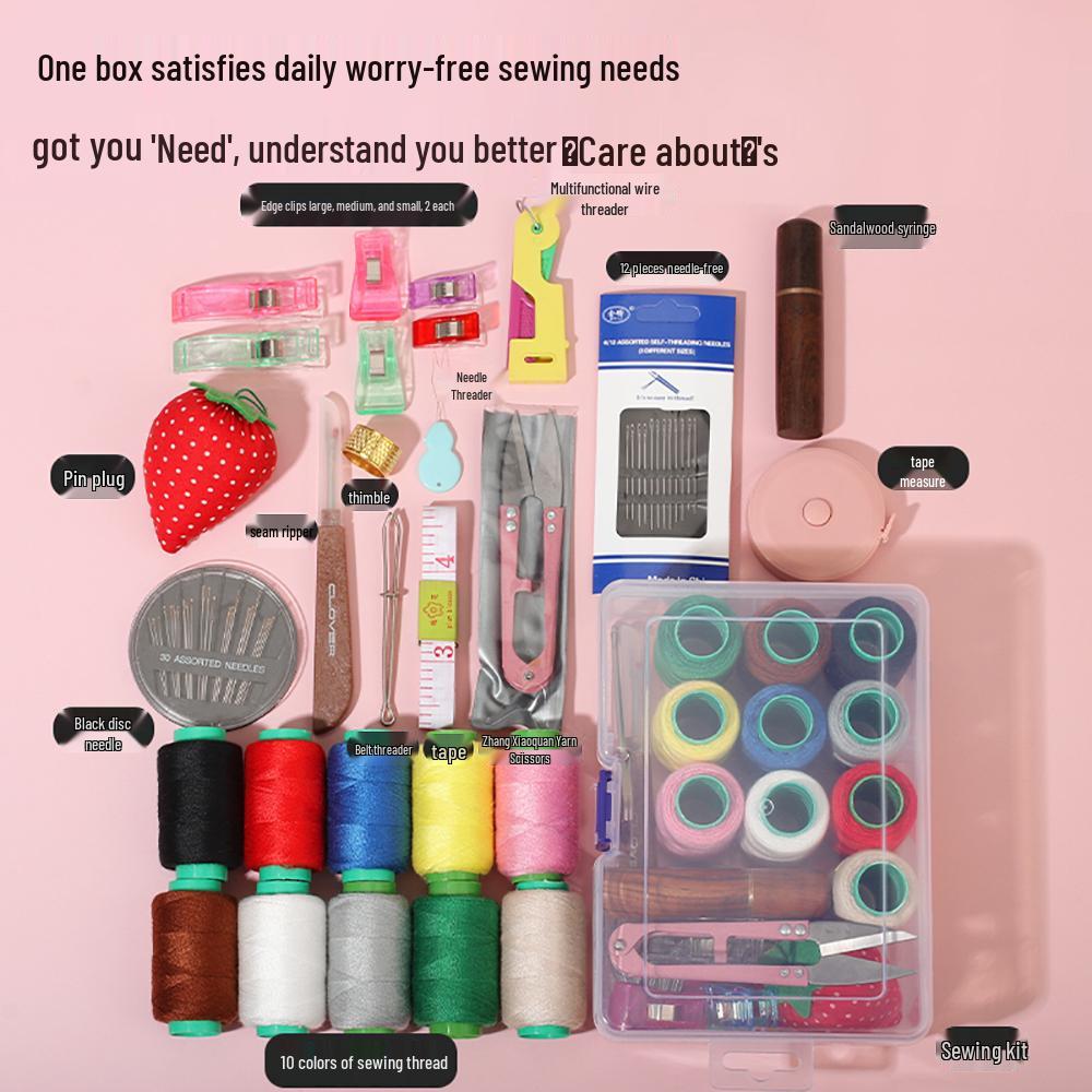 High-Quality Solid Wood Sewing Box: Complete Needle & Thread Set for Home, Weddings, Dorms