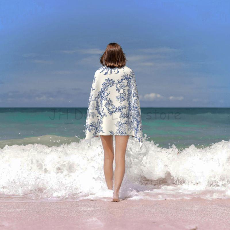 Asciugamano da Bagno Toile De Jouy Francese Asciugatura Rapida Asciugamano da Spiaggia Morbida Microfibra Super Assorbente Asciugamani per Palestra Spa Sport Nuoto
