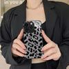European and American popular silver flash leopard print iPhone mobile phone case Apple 17promax personalized creative glass case 16 men's models