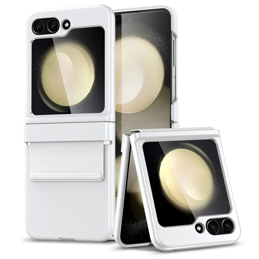 Luxury Skin Friendly Flip 5 6 Case for Samsung Galaxy Z Flip 5 3 4 6 Shockproof Hard Hinge Acrylic Slim ZFlip5 Flip3 Flip4 Cover