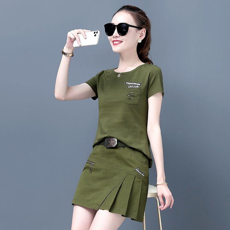 

Армейский зеленый камуфляжный костюм большого размера для женщин, летний облегающий, модный и универсальный 3XL армия зеленый