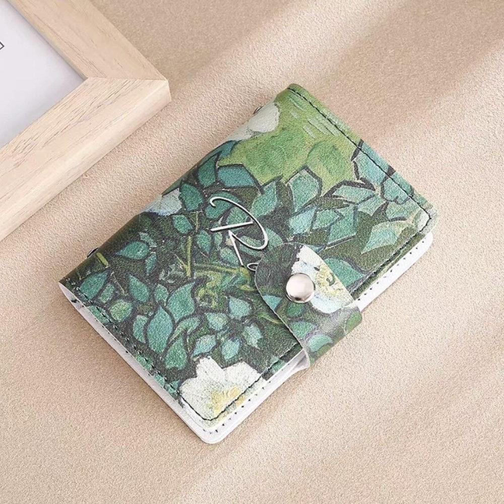 Flower Painting Style Card Bags Pretty Oil Painting Style PU Leather Cover IC/ID Card Bank Card Business Card Holder CLE