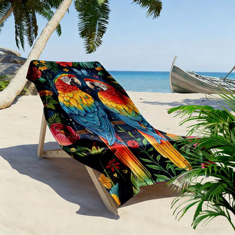 Tropical Parrot Print Beach Towel, Large Soft Quick Dry Towel for Beach Camping Swimming