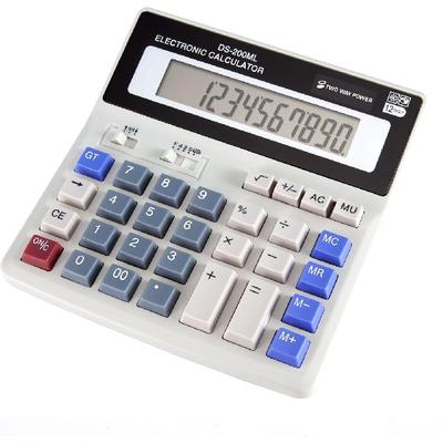 Large Desktop Calculator with 12-Digit Display, Large Plastic Buttons for Easy Operation and Viewing, Dual Power Supply: Battery (with Battery Slot)