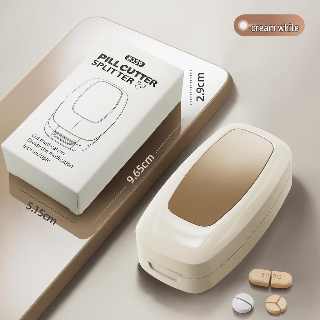 Multi-functional Pill Cutter & Divider with Storage – Portable 2, 3, & 4-Way Pill Dispenser Box Gadget