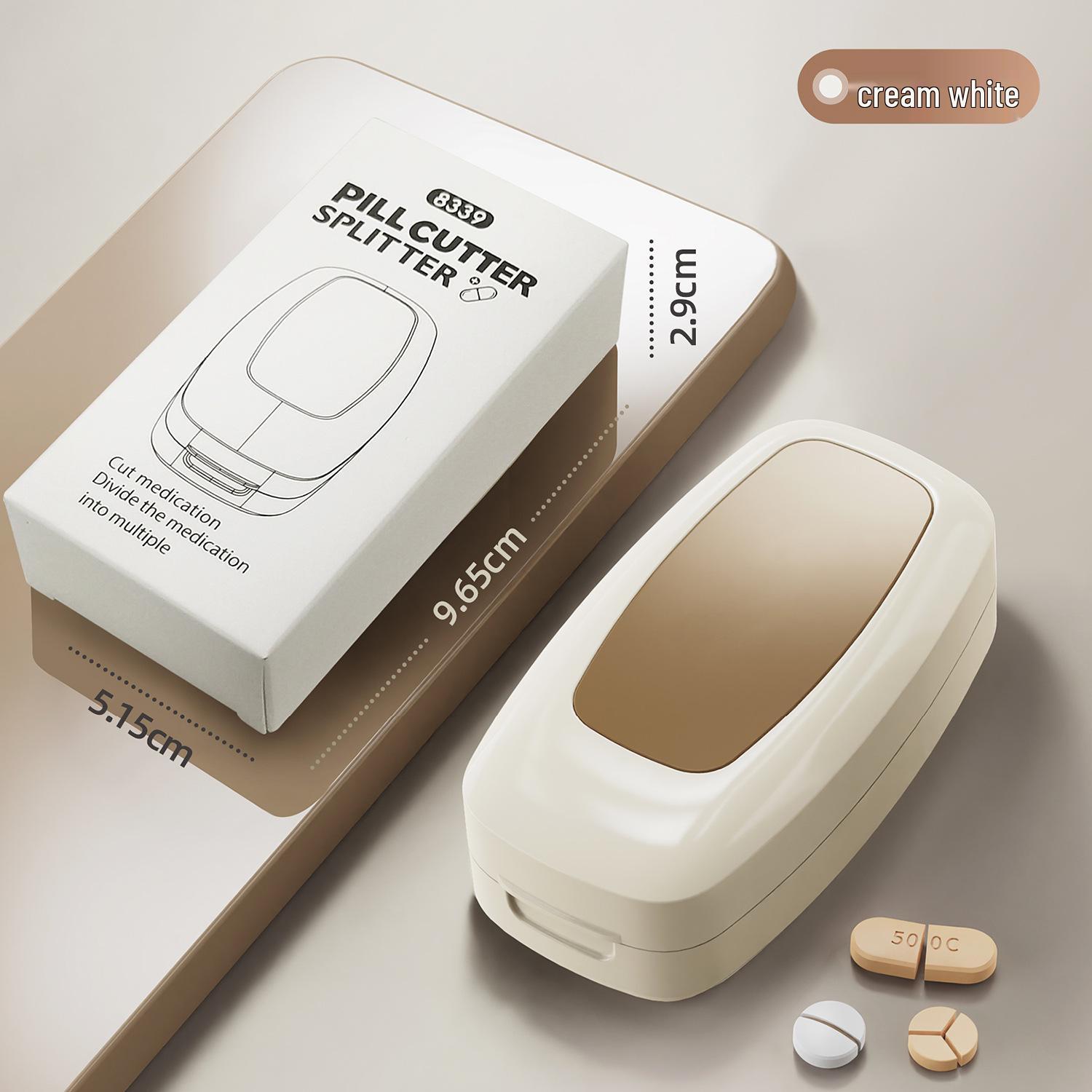 

Multi-functional Pill Cutter & Divider with Storage – Portable 2, 3, & 4-Way Pill Dispenser Box Gadget