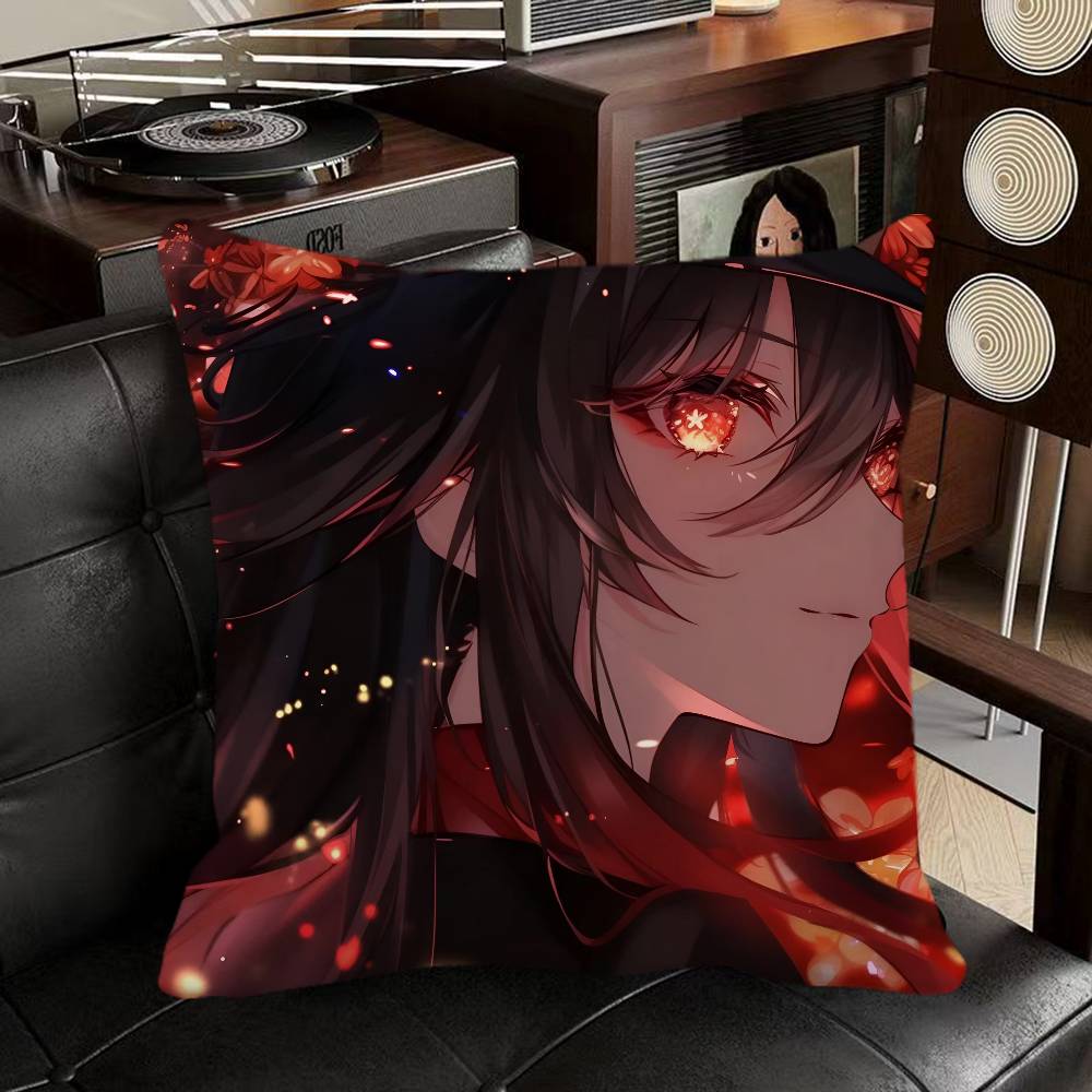 Hu Tao Genshin Impact Game Pillow Case Square Pillow Bedroom Sofa Leisure Comfort Cushion Car Home Decoration