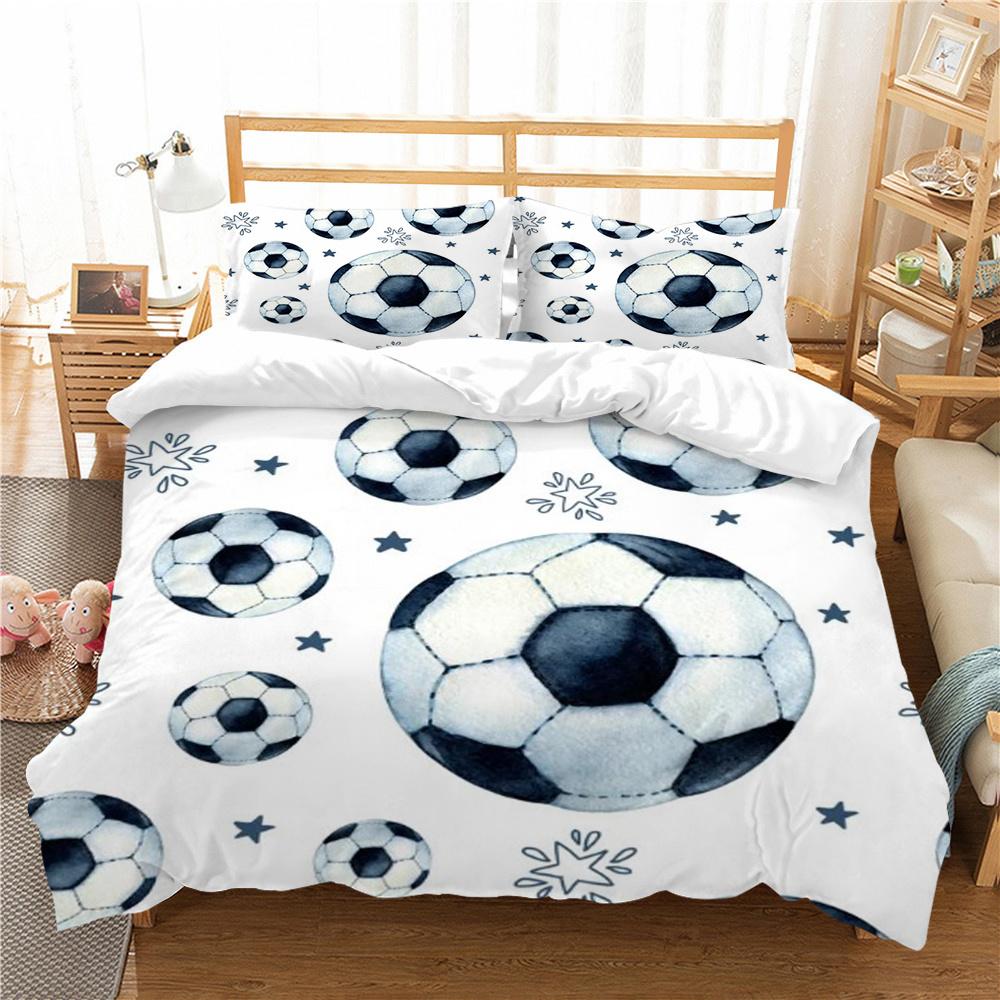Hot Sell Fashion 3D Creative Bedding Suit Football Quilt Cover Luxury Bed Set Soccerl Home Bedroom Bed Decor Microfiber Soft Duvet Cover