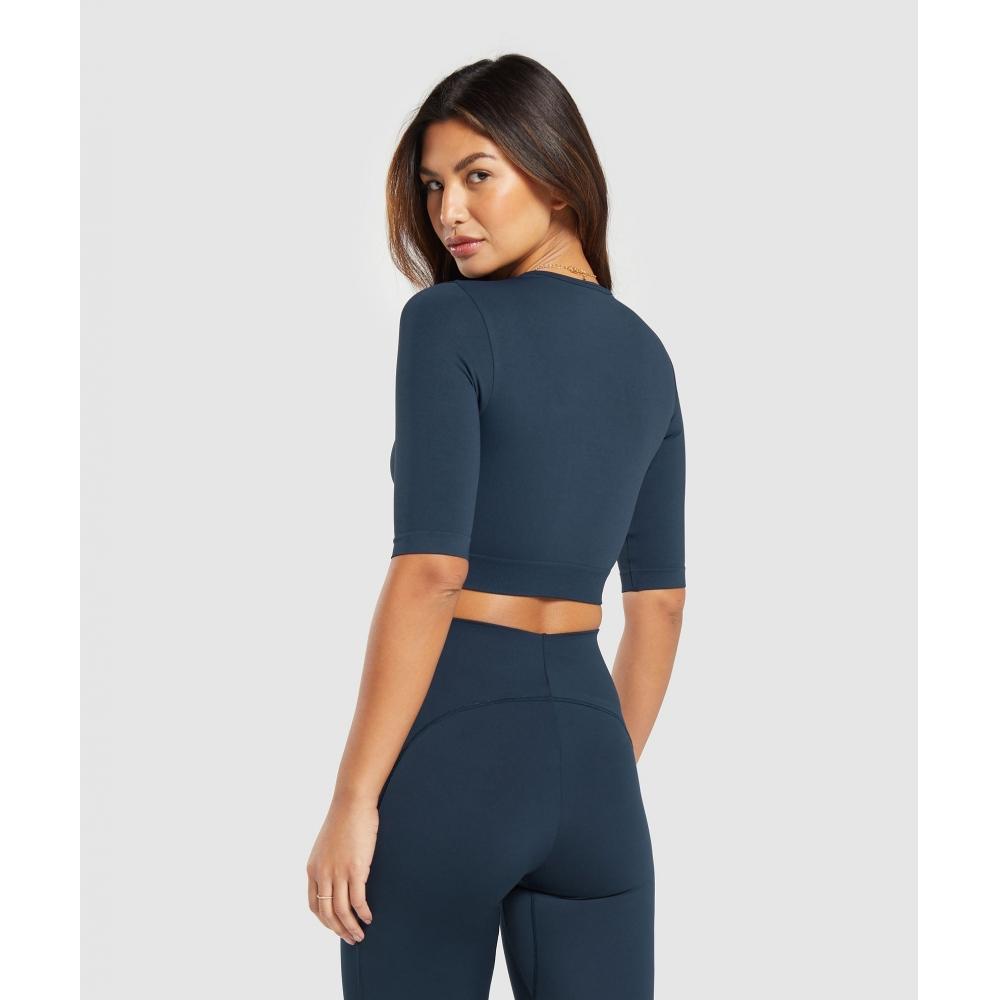 Gymshark Top scurt fără cusături de zi cu zi, bleumarin, B8a4p Ub9p