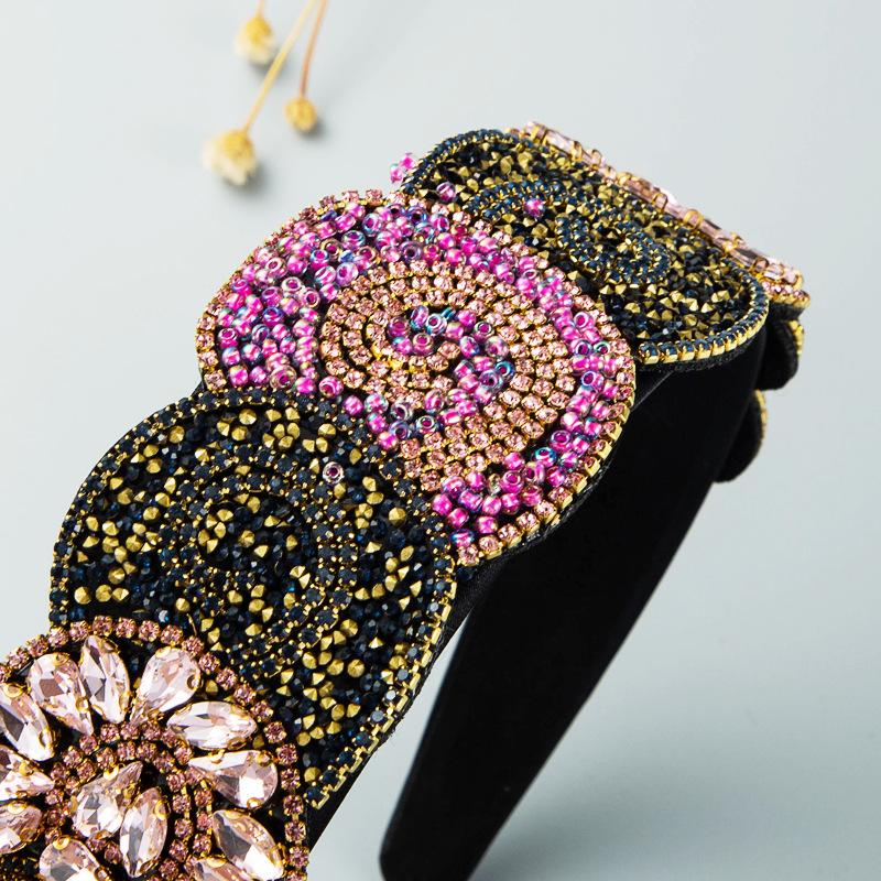 Damska kolorowa opaska do włosów z kryształkami, luksusowa, szeroka, ciężka, robocza, nakrycie głowy