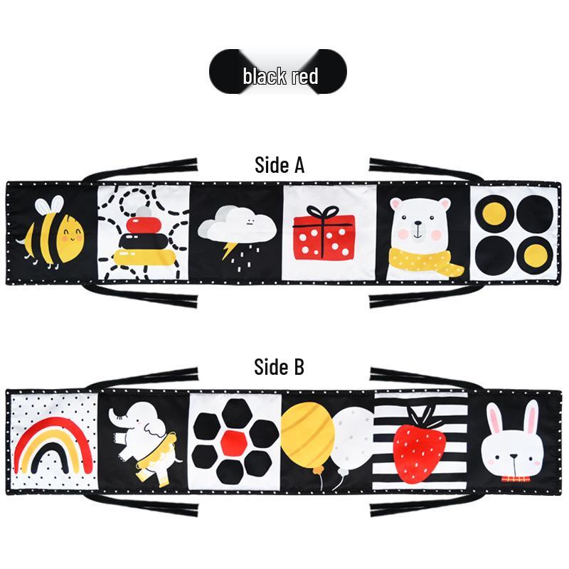 

Черно-белый бортик для детской кроватки, тканежная книжка: Игрушка для раннего развития, визуальная стимуляция, со звуковым устройством BB, износостойкая конструкция