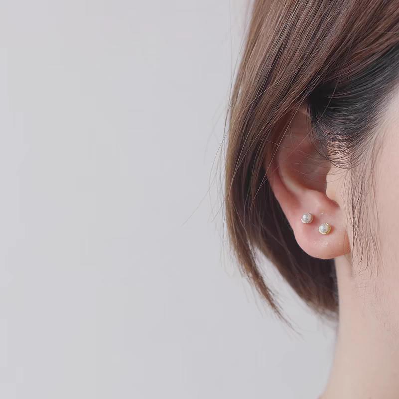 925 Sterling Silver Korean Simple Temperament Shell Pearl Screws Earrings For Women Sweet Jewelry