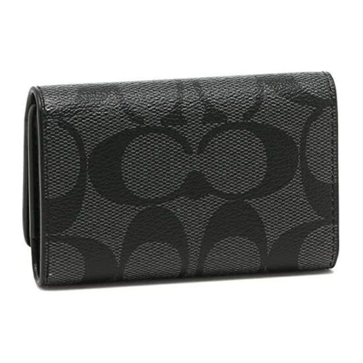 COACH Key Case PVC Key Pouch Women's Black 78675-QBO4G