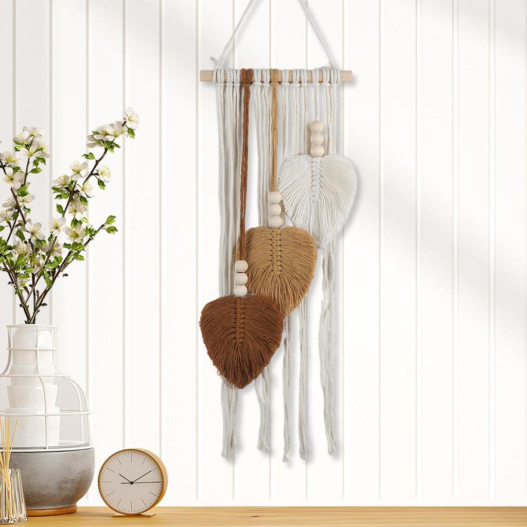 Macrame Tapestry Macrame Leaves Woven Tapestry Wall Hanging Decor for Living Room Bedroom Boho Wall Art Boho Home Decor