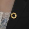 Teamer Textured Round Brooch For Women Men Gold Color Stainless Steel Badge Lapel Pin Fashion Gift 2026 New Accessories