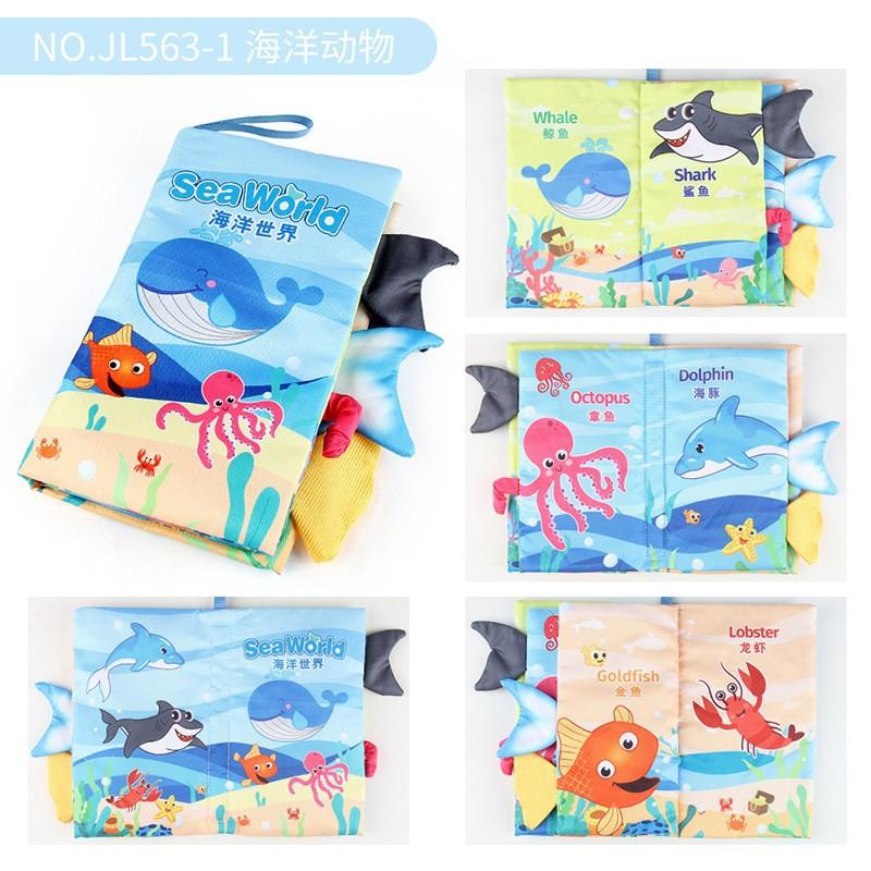 

Baby Baby Sea, Land And Air Tail Cloth Book, Chinese And English Ocean Forest Flying Animal Palm Book Early Education Toy