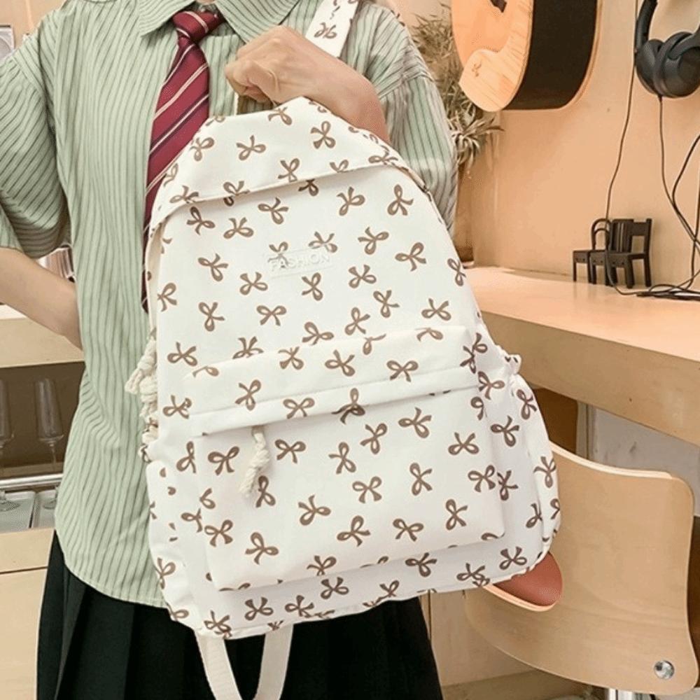 Nylon Bow Backpack Lightweight Teenagers Shoulder Bag Students School Bag  Junior High School