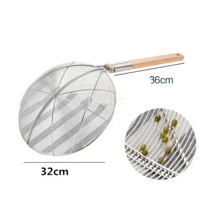 Stainless steel big long noodle French fries colanders strainer basket wooden handle frying net Hot Pot leaky filter sieve sink