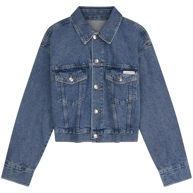 Calvin Klein Jeans Classic American Vintage Cotton Collar Short Denim Jacket Women jackets 47H904G