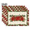 Christmas Table Mat 4Pcs Linen Placemat Set, Cartoon Snowman Gingerbread Gnome Durable Mats Mat, Heat Resistant Place for Holiday Party Placemats