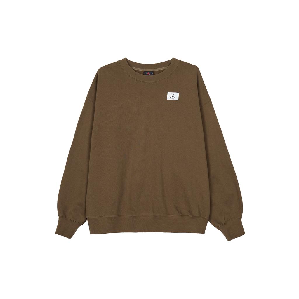 Jordan Logo Patch Solid Color Casual Loose Fleece-Lined Sweatshirt Women Tops Olive-Green DQ4600-385