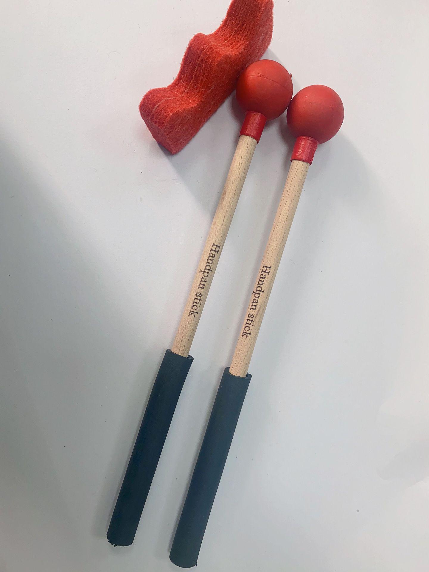 Ethereal Drumsticks Set: Non-slip Wooden Handle with Rubber Hammer Head - 2 Pieces Red