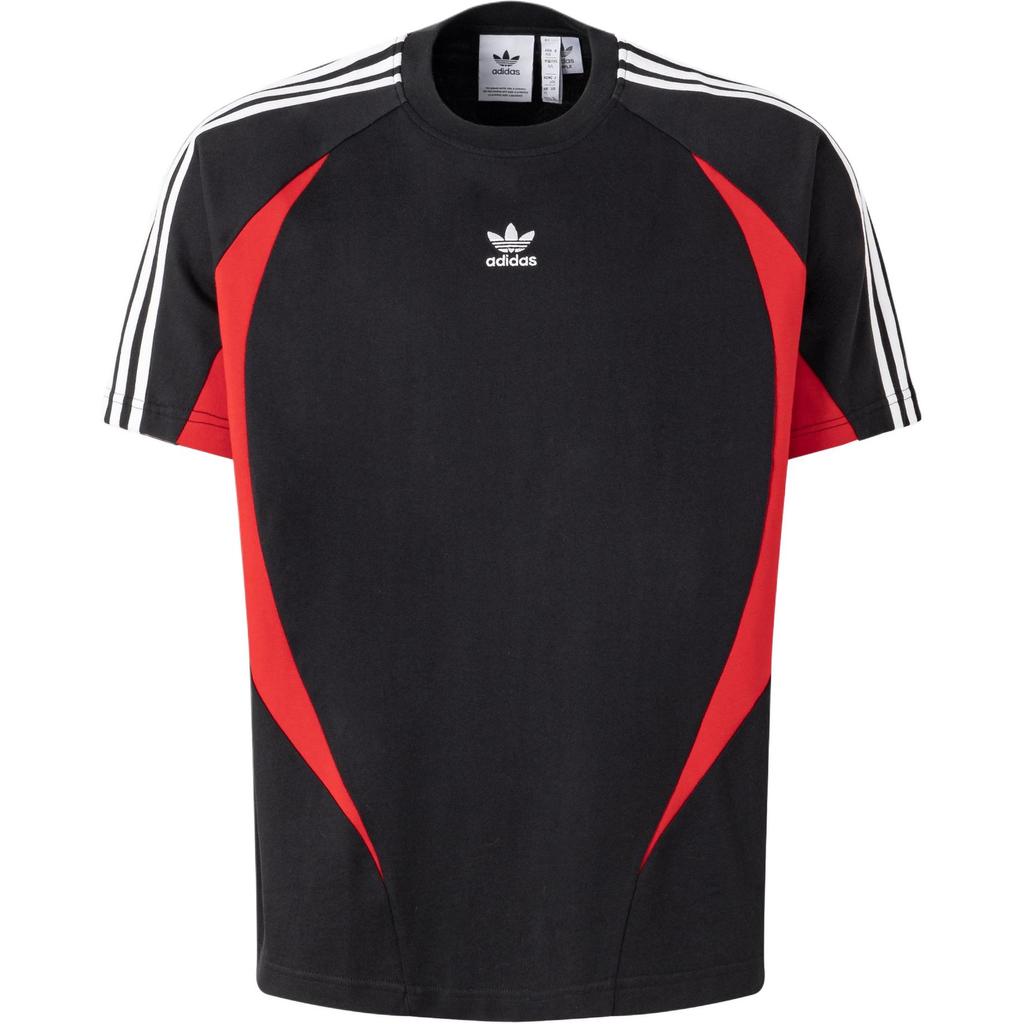 Adidas Originals Archive Tee Ss Striped Print Sports T-Shirt Men Tops Black Light-Crimson JM7283