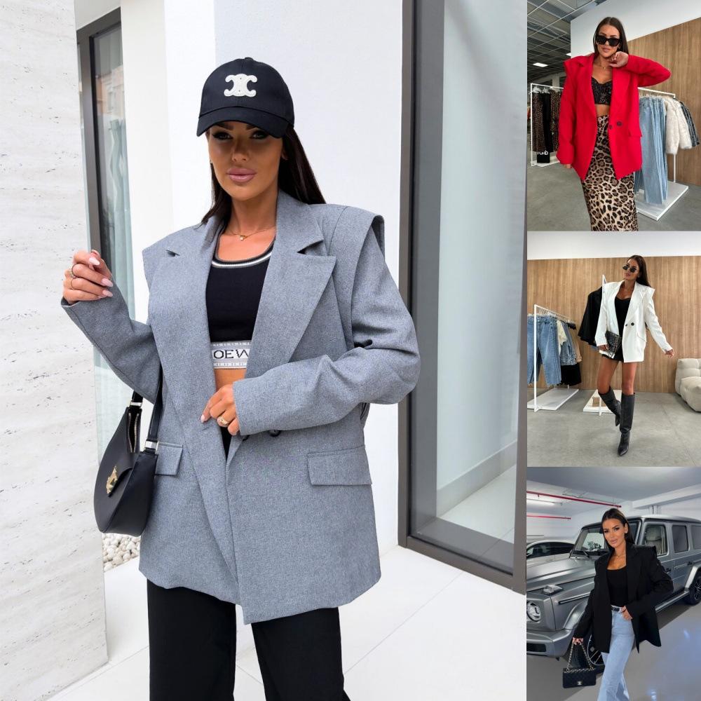 

2025 Модный универсальный повседневный дизайн, маленький пиджак для женщин S белый