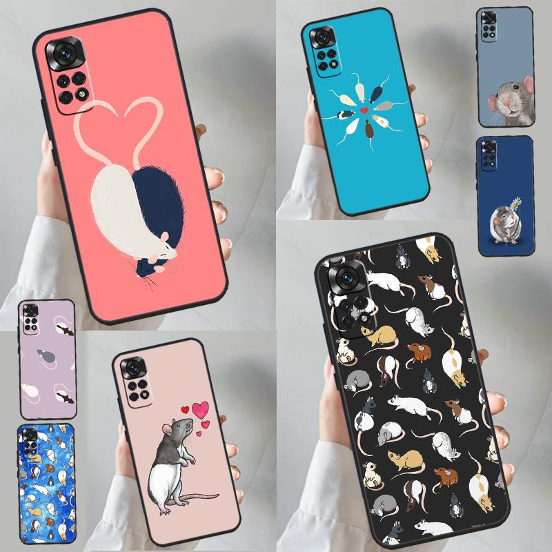 Mouse Rat Case For Xiaomi Redmi Note 13 11 10 9 8 12 Pro Plus 12S 11S 10S 9S 10A 9C 10C 12C 13C Funda