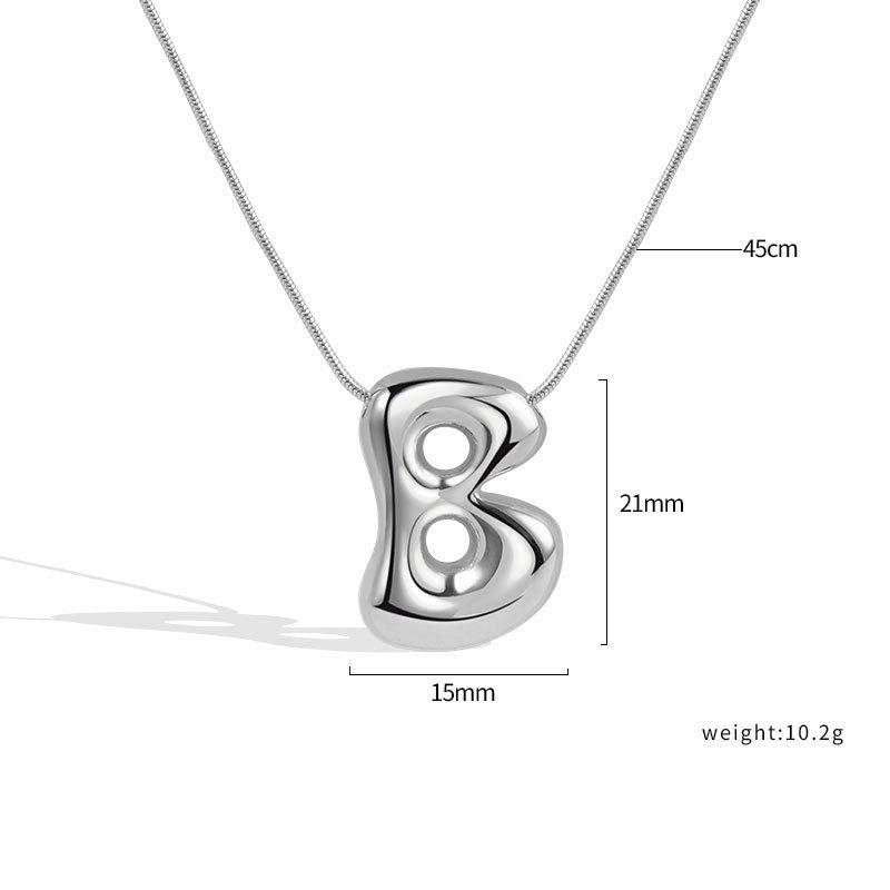 VENTFILLE 925 Sterling Silver 26 Letters Necklace For Women Gift Smooth Cute Balloon Jewelry Accessories Dropshipping Wholesale