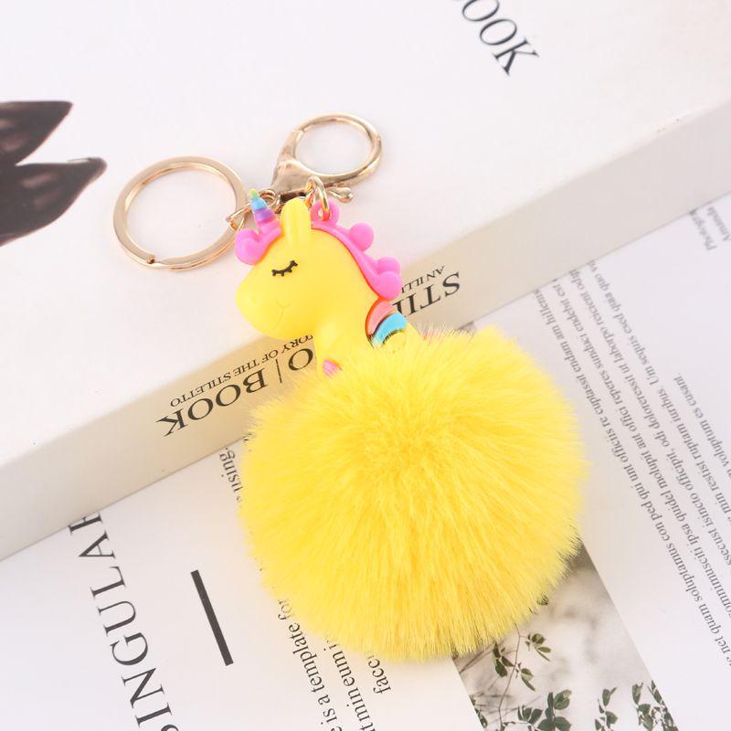 

Плюшевый брелок-помпон в виде единорога: Мягкий, милый школьный аксессуар и маленький подарок 058 жёлтый