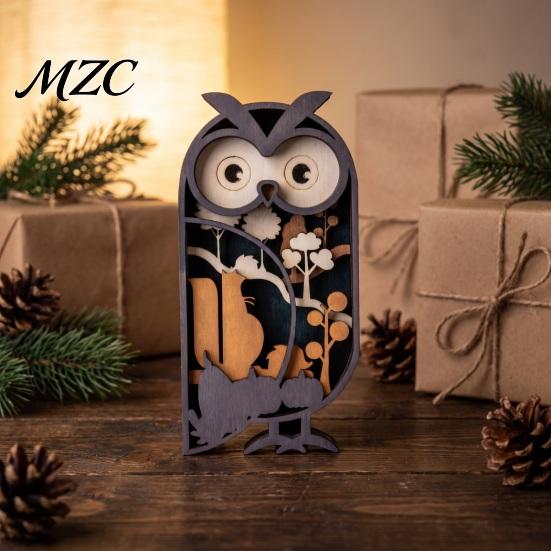 Unique Wooden Gifts for Owl Lovers Multi Layer Figurine, 3D Layered Crafts, Creative Wood Handcrafted Figurines Carving Animal Ornaments Home Bedroom