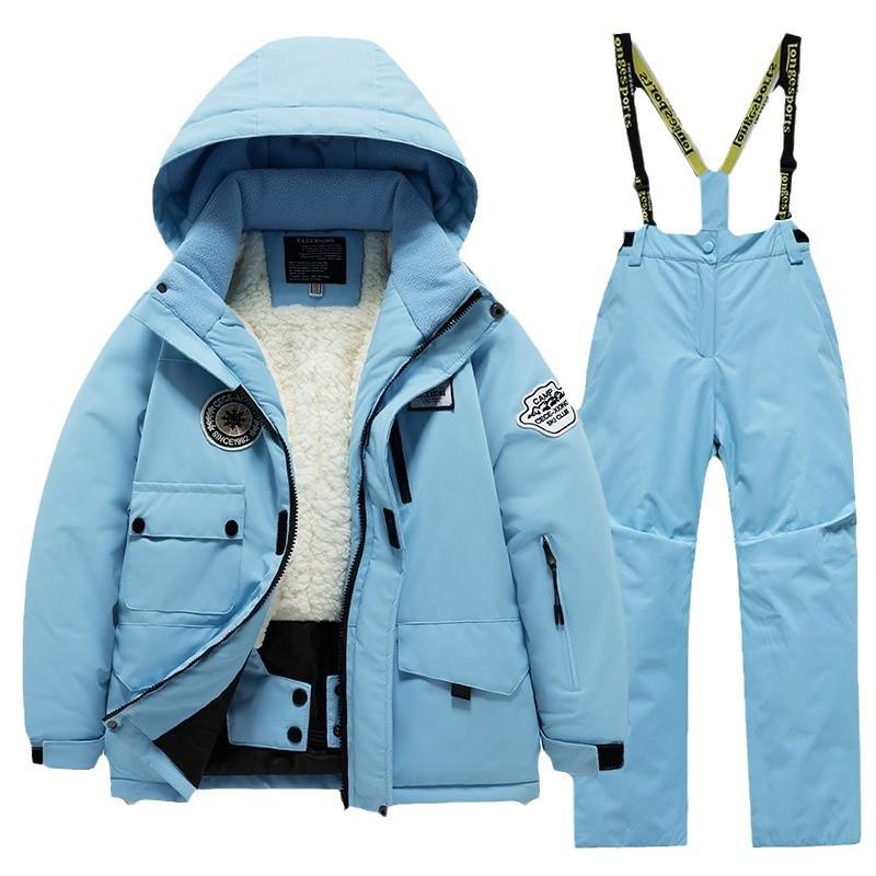 Kids' Winter Ski Suit: Windproof Waterproof Jacket & Thick Warm Pants for Boys and Girls