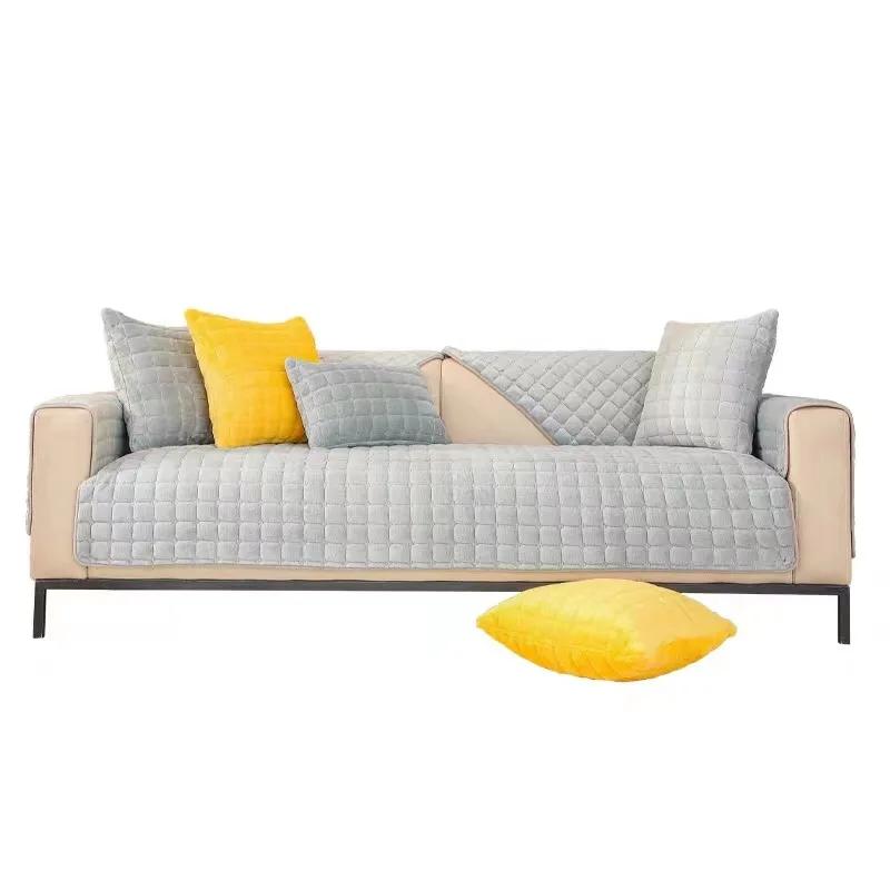 Copertura Ispessita per Tappetino da Divano Jacquard Foglie Nordiche Lounge Angolare a L Asciugamano per Divano Antiscivolo Protezione Copridivano per Casa Soggiorno