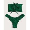 Badeanzug Sommer Strand Raffung Rüschen-Besatz Bandeau Bikini-Set